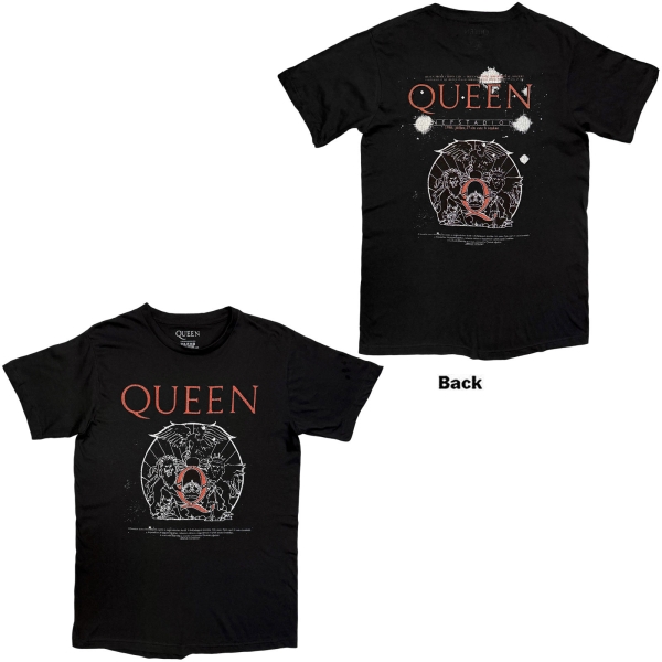 Queen - Budapest Iconic Poster Crest Uni Bl T-Shirt in der Gruppe MERCHANDISE / T-shirt / Nyheter / Pop-Rock bei Bengans Skivbutik AB (5695336r)