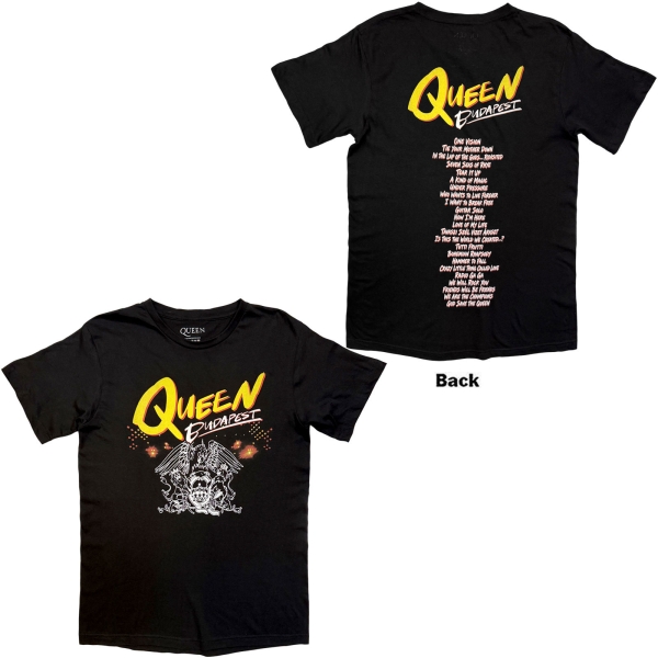 Queen - Budapest Setlist Uni Bl T-Shirt in der Gruppe MERCH bei Bengans Skivbutik AB (5695337r)