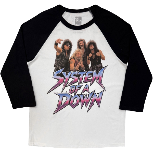 System Of A Down - Hair Metal Tour 26 Uni Wht/Bl Raglan in der Gruppe MERCHANDISE / T-shirt / Nyheter / Hårdrock bei Bengans Skivbutik AB (5695348r)
