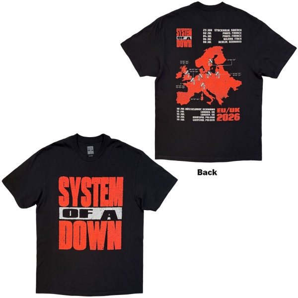 System Of A Down - Map Backprint Tour 26 Uni Bl T-Shirt in der Gruppe MERCHANDISE / T-shirt / Nyheter / Hårdrock bei Bengans Skivbutik AB (5695350r)