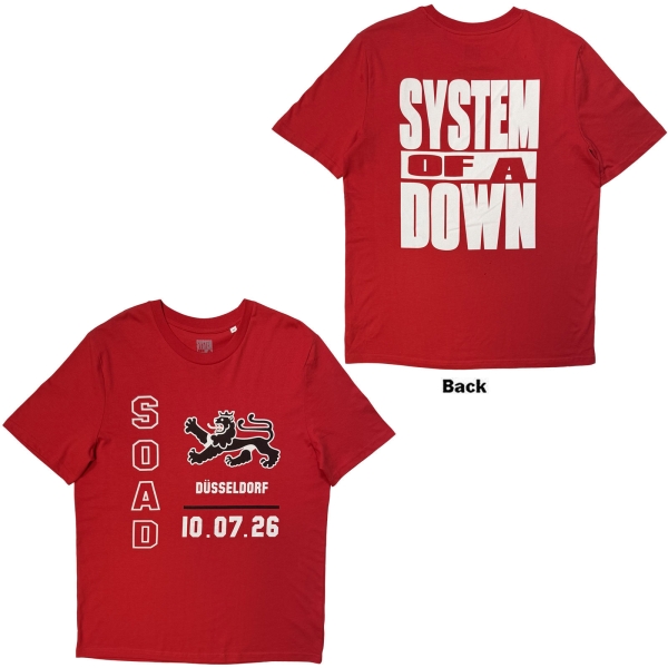 System Of A Down - Dusseldorf Event Tour 26 Uni Red T-Shirt in der Gruppe MERCHANDISE / T-shirt / Nyheter / Hårdrock bei Bengans Skivbutik AB (5695355r)