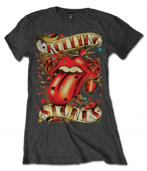 R: Rolling Stones Tongue & Stars Charcoal Ladies T in der Gruppe Minishops / Rolling Stones bei Bengans Skivbutik AB (V-2628380)