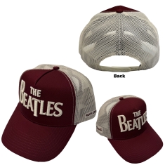 The Beatles - Drop T Logo & Apple Maroon/Natrl Mesh-Back Cap