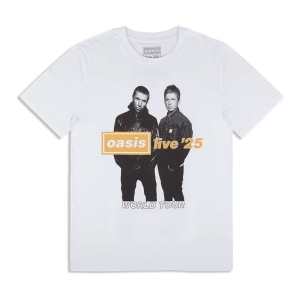 Oasis - Live 25 Gold Photo Uni Wht T-Shirt