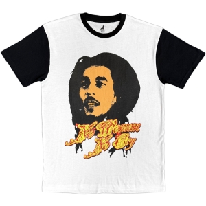 Bob Marley - No Woman Uni Wht/Bl Raglan T-Shirt