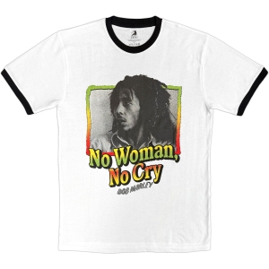Bob Marley - No Woman, No Cry Ringer Uni Wht T-Shirt