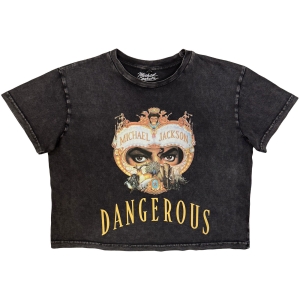 Michael Jackson - Dangerous Stone Wash Lady Char Crop Top