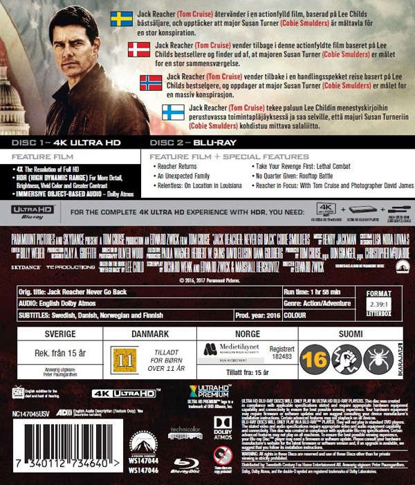 Movie - Jack Reacher 2: Never Go Back Uhd