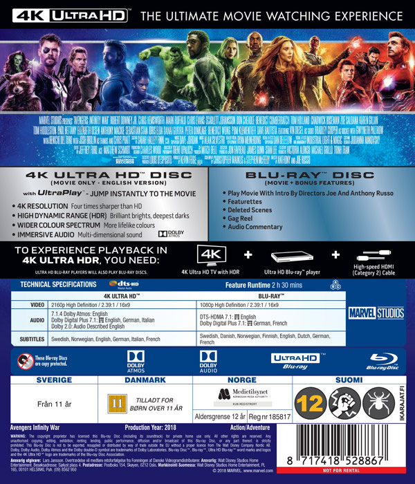 Movie - Avengers Infinity War Uhd/Scandi