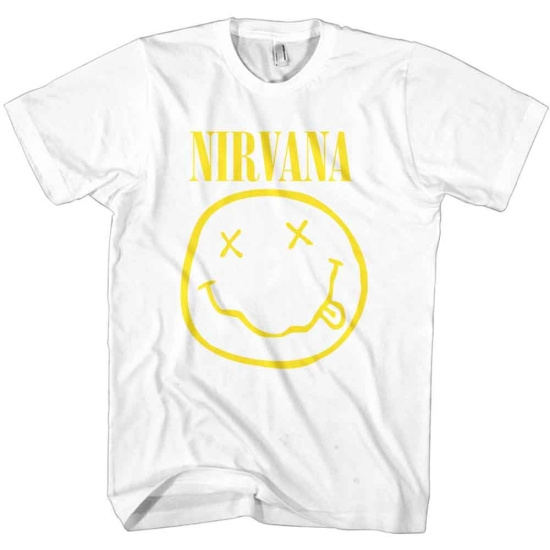 Nirvana - Yellow Happy Face White T-Shirt