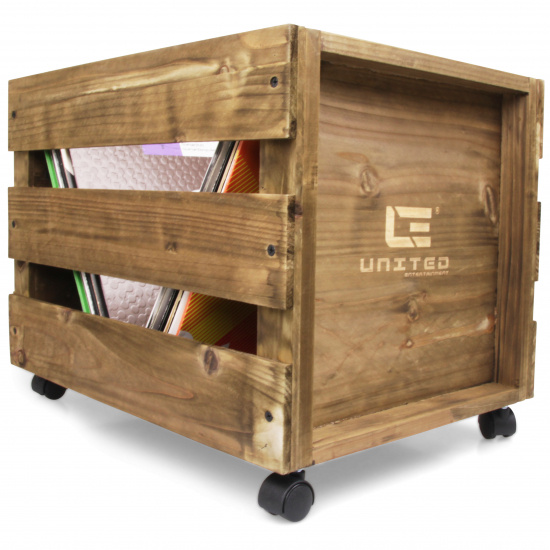 VinylZubehör - LP WOOD CRATE med hjul - Vinyl Storage