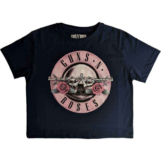 Guns N Roses - Classic Logo Lady Navy Crop Top:   (S)