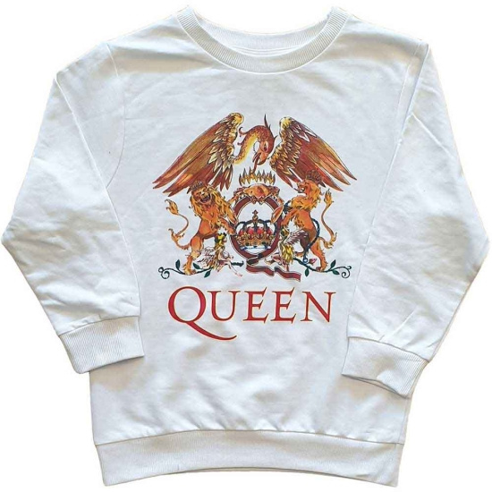 Queen - Classic Crest Boys Wht Sweatshirt