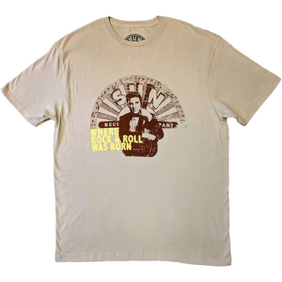 Elvis Presley - Sun Records Elvis Where R&R Was Born Uni Sand T-Shirt