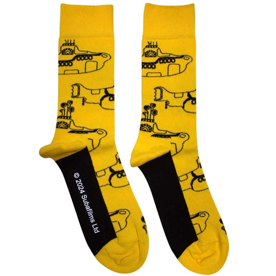 Beatles - Yellow Submarinesub Outline Repeat Uni Yell Socks