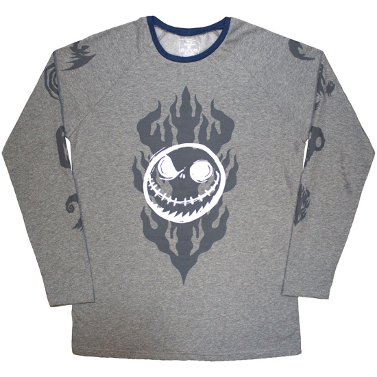 The Nightmare Before Christmas - Flaming Jack Uni Grey Longsleeve