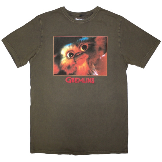 Gremlins Movie - Gizmo Photo Stone Wash Uni Green T-Shirt
