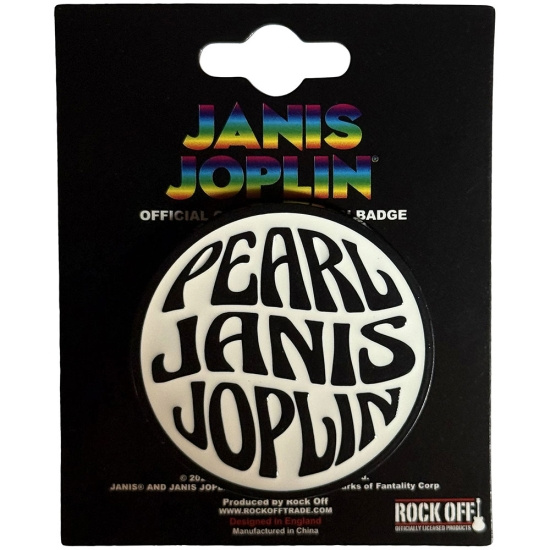 Janis Joplin - Pearl Emblem Mono Pin Badge