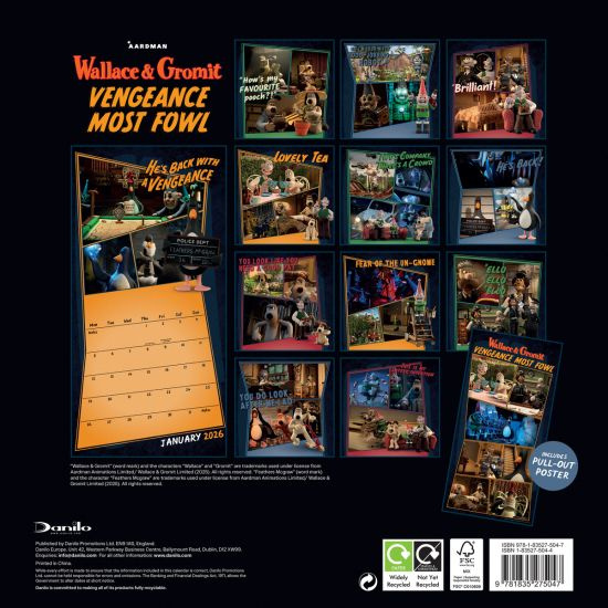 Wallace And Gromit  - 2026 Square Calendar