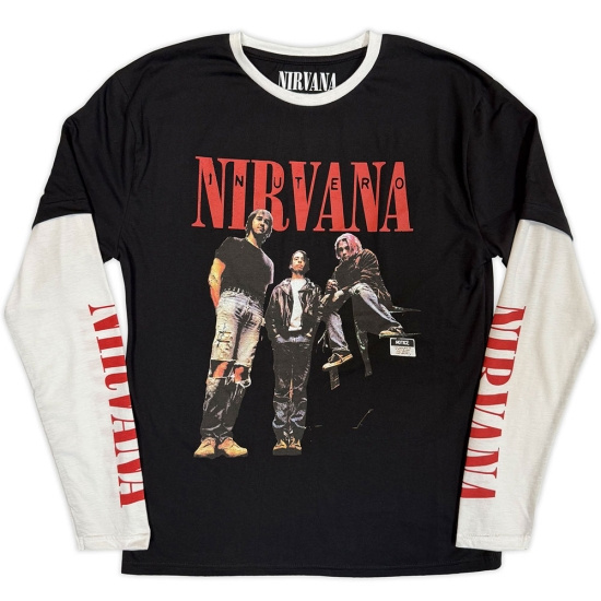 Nirvana - In Utero Band Photo Uni Bl/Wht Layered Longsleeve (L)