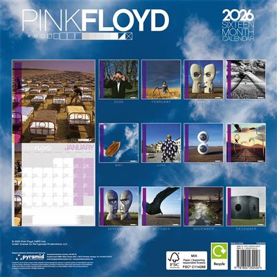 Pink Floyd  - 2026 Square Calendar (Albums) 