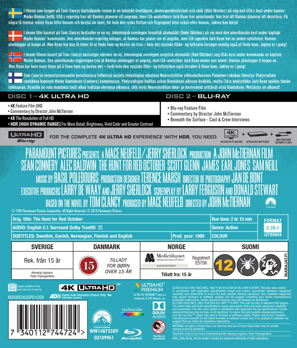Movie - Hunt For Red October Uhd