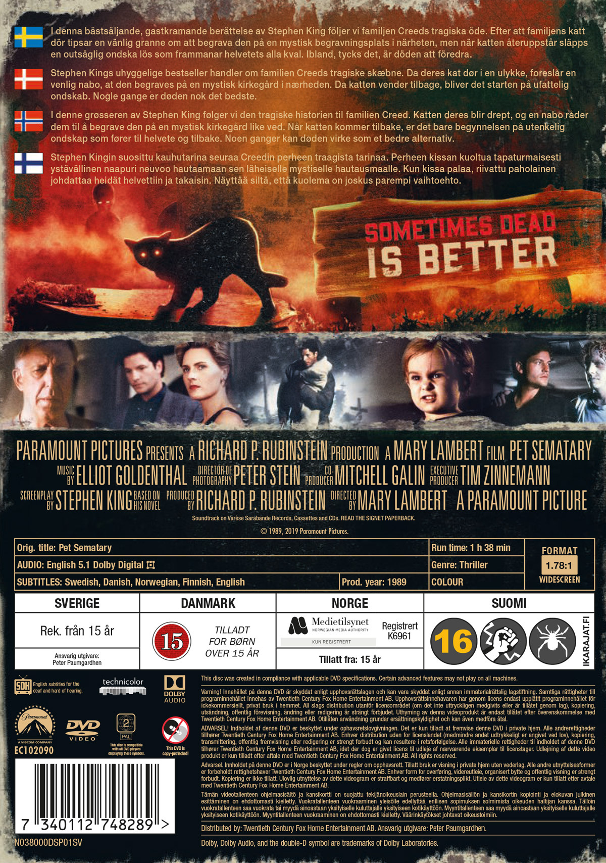 Movie - Pet Sematary (30Th Anniversary) Dvd