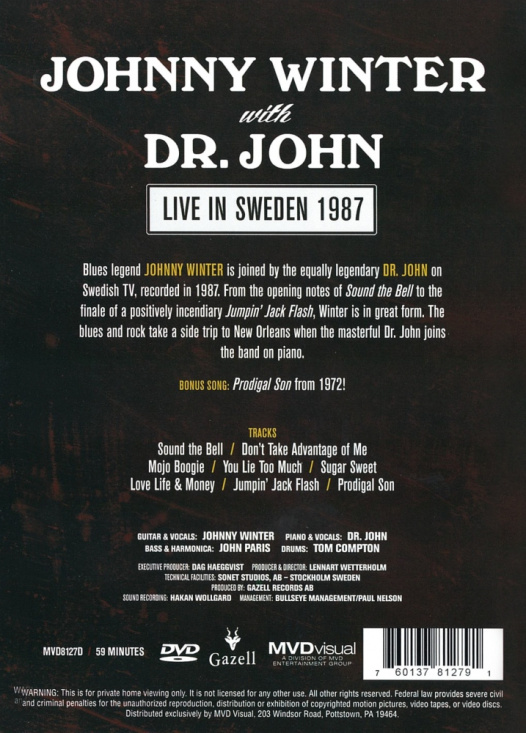 Johnny Winter With Dr. John - Live In Sweden 1987 (DVD)