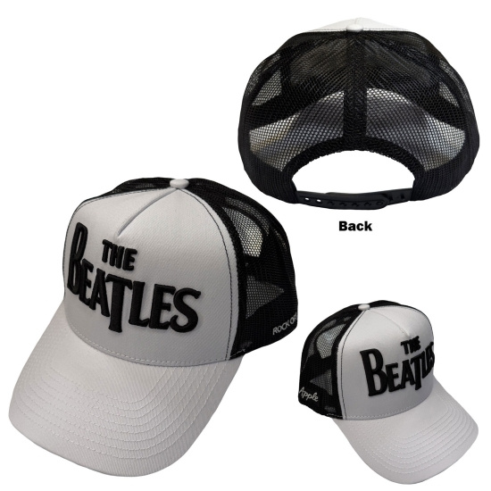 The Beatles - Drop T Logo & Apple Wht/Bl Mesh-Back Cap