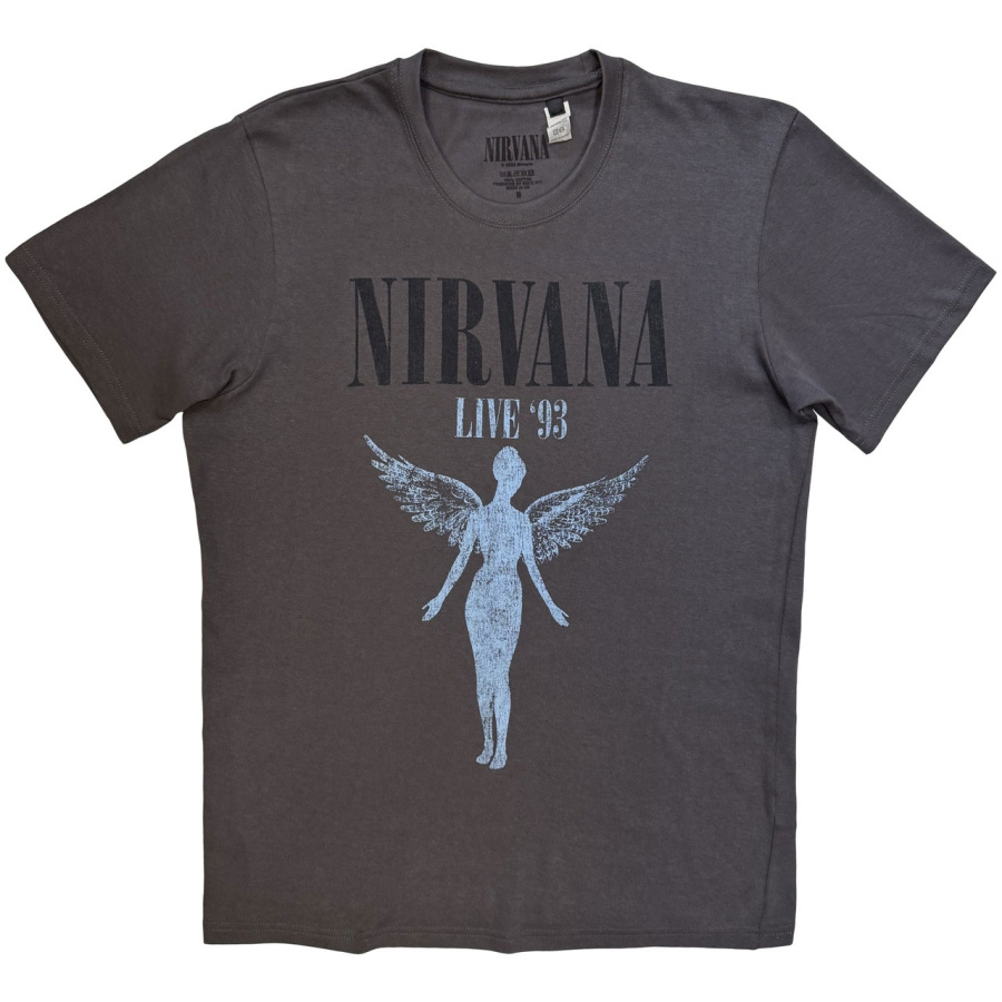 Nirvana - Unisex T-Shirt: Live 93 Angel (Charcoal Grey)