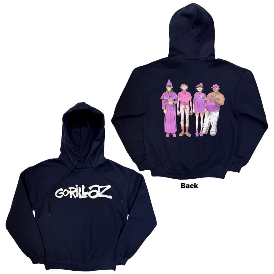 Gorillaz  - Unisex Pullover Hoodie: Cracker Island (Navy Blue) (Back Print)